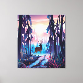 Majestic Deer at Sunrise – Enchanted Forest Canvas Leinwanddruck