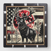 Majestic Deer Forest Nature Quadratische Wanduhr (Vorderseite)