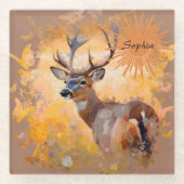 Majestic Deer in a Field of Wildflowers Glasuntersetzer (Vorderseite)