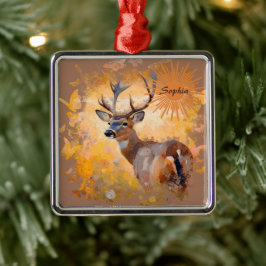 Majestic Deer in a Field of Wildflowers Ornament Aus Metall
