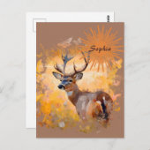 Majestic Deer in a Field of Wildflowers Postkarte (Vorne/Hinten)