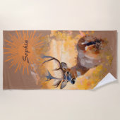 Majestic Deer in a Field of Wildflowers Strandtuch (Vorderseite)