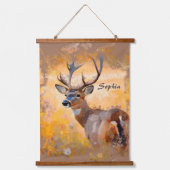Majestic Deer in a Field of Wildflowers Wandteppich Mit Holzrahmen (Vorderseite)