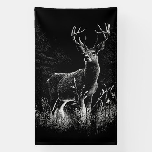 Majestic Deer in der Wildnis - Black&White Art Banner (Vertikal)