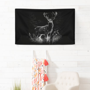 Majestic Deer in der Wildnis - Black&White Art Banner