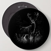 Majestic Deer in der Wildnis - Black&White Art Button (Vorne & Hinten)