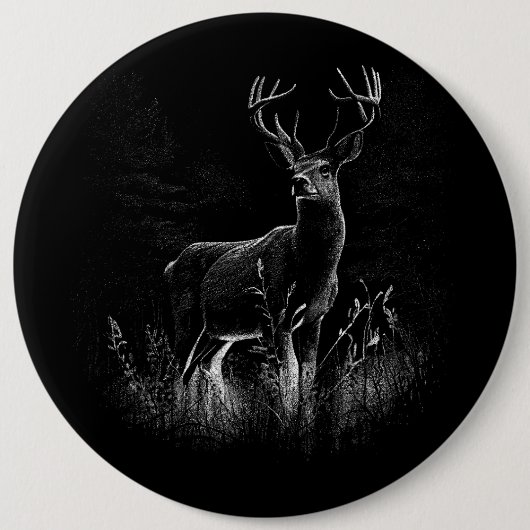 Majestic Deer in der Wildnis - Black&White Art Button (Vorderseite)