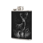 Majestic Deer in der Wildnis - Black&White Art Flachmann (Links)