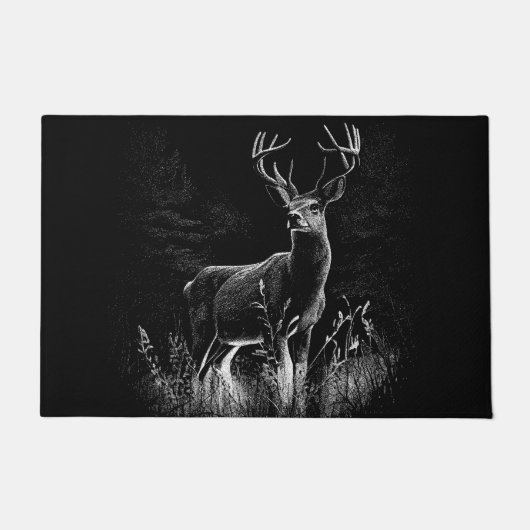 Majestic Deer in der Wildnis - Black&White Art Fußmatte (Vorderseite)