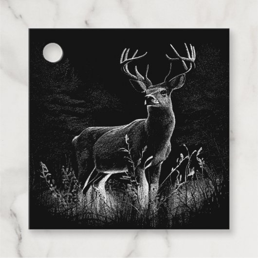 Majestic Deer in der Wildnis - Black&White Art Geschenkanhänger (Vorderseite)