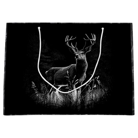 Majestic Deer in der Wildnis - Black&White Art Große Geschenktüte (Vorderseite)