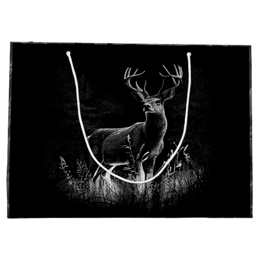 Majestic Deer in der Wildnis - Black&White Art Große Geschenktüte (Rückseite)