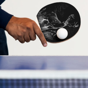 Majestic Deer in der Wildnis - Black&White Art Tischtennis Schläger