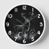 Majestic Deer in der Wildnis - Black&White Art Uhr (Vorderseite)