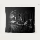 Majestic Deer in der Wildnis - Black&White Art Wandteppich (Vorderseite (Horizontal))