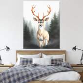 Majestic Deer in Misty Forest – Tranquil Wildlife  Leinwanddruck (Insitu (Schlafzimmer))