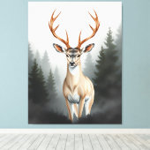 Majestic Deer in Misty Forest – Tranquil Wildlife  Leinwanddruck (Insitu (Holzboden))
