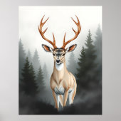 Majestic Deer in Misty Forest – Tranquil Wildlife  Poster (Vorne)