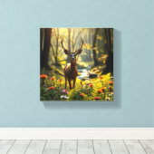 Majestic Deer in Natur Leinwanddruck (Insitu (Holzboden))