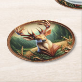 Majestic Deer mit glorreichen Antlern Runder Pappuntersetzer (Angewinkelt)