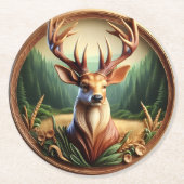 Majestic Deer mit glorreichen Antlern Runder Pappuntersetzer (Vorderseite)