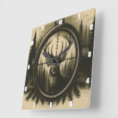 Majestic Deer Rifle Scope Forest Quadratische Wanduhr (Winkel)