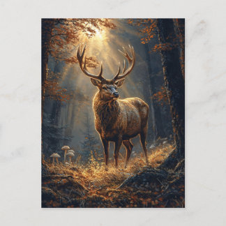 Majestic Deer Stag im Wald Postkarte