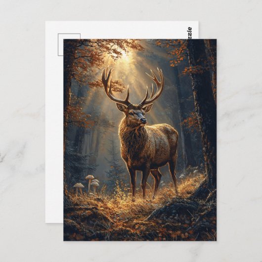 Majestic Deer Stag im Wald Postkarte (Vorne/Hinten)