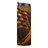 Majestic Deer unter amerikanischer Flagge Thermosbecher (Nach rechts gedreht)