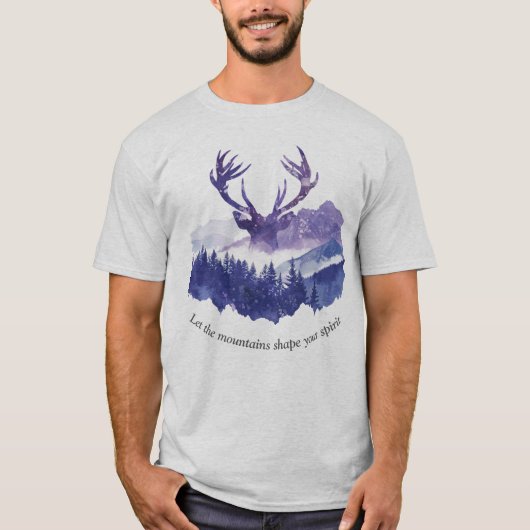 Majestic Deer Watercolor Forest - Nature Silhouett T-Shirt (Vorderseite)