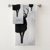 Majestic Deh mit Antlers Black Silhouette Rustikal Badhandtuch Set (Insitu)