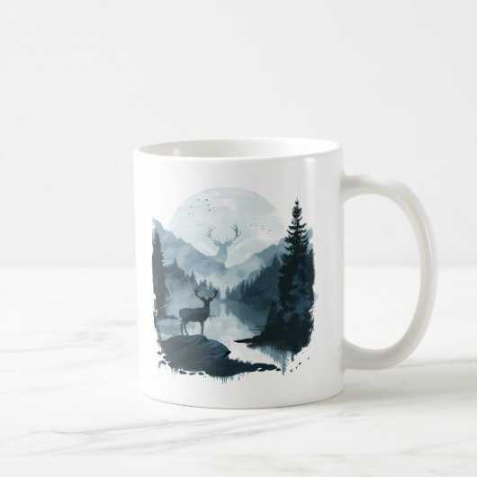 Majestic Dei in Forest Landschaft Kaffeetasse (Rechts)
