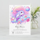 Majestic Delphin Baby Einladung (Stehend Vorderseite)