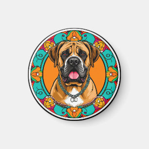 Majestic Dog Portrait in lebendiger, floraler Mand Magnet