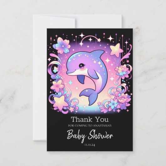 Majestic Dolphin Baby Dusche Dankeskarte (Vorderseite)