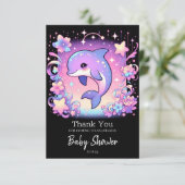 Majestic Dolphin Baby Dusche Dankeskarte (Stehend Vorderseite)