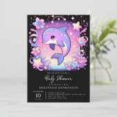 Majestic Dolphin Baby Dusche Einladung (Stehend Vorderseite)