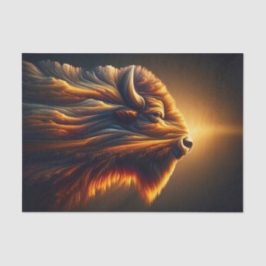 Majestic Double Exposure Bison Decoupage Seidenpapier (Vorderseite)