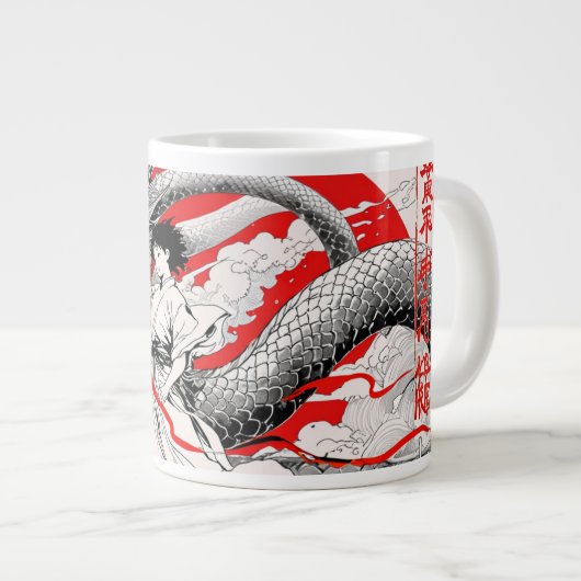 Majestic Dragon and Warrior Tasse (Vorderseite Rechts)