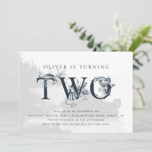 Majestic Dragon Mythys 2. Geburtstag Einladung (Stehend Vorderseite)