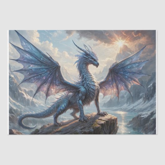 Majestic Dragon of Ice - Decoupage- Seidenpapier (Vorderseite)