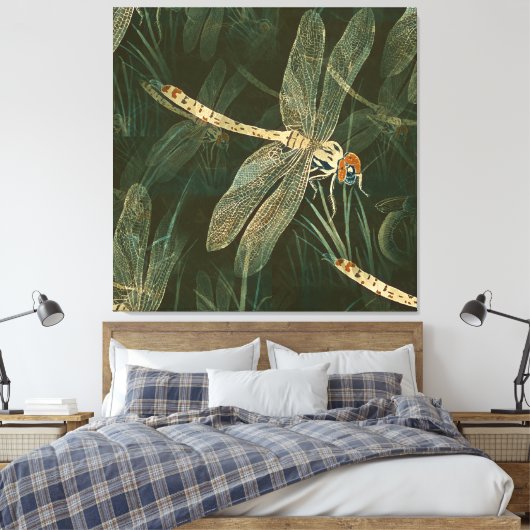 Majestic Dragonfly Pattern Leinwanddruck (Insitu (Schlafzimmer))