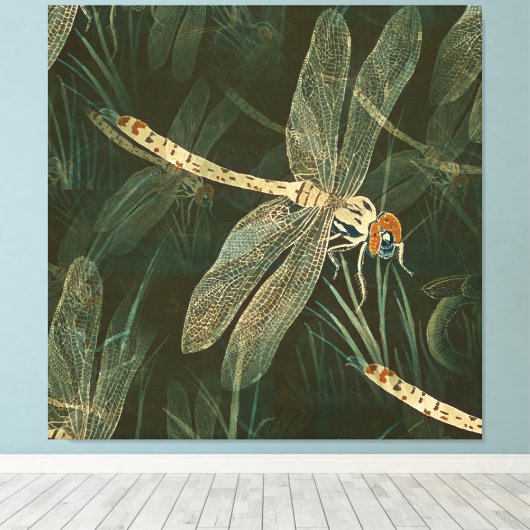 Majestic Dragonfly Pattern Leinwanddruck (Insitu (Holzboden))