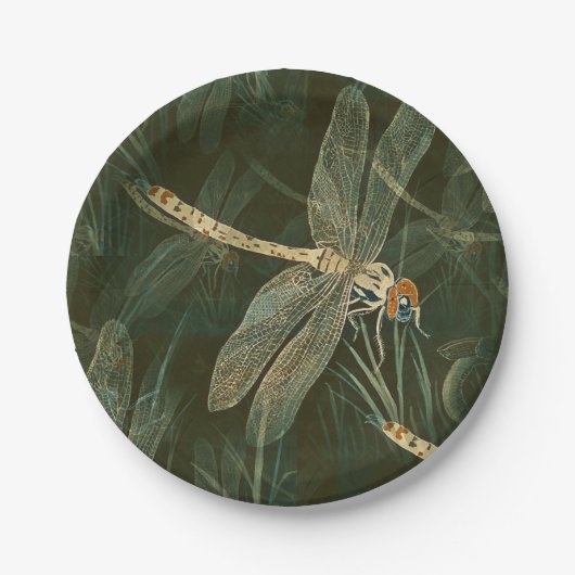Majestic Dragonfly Pattern Pappteller (Vorderseite)