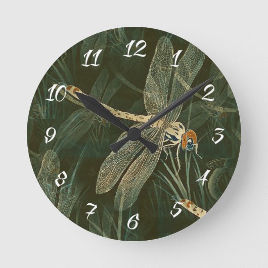 Majestic Dragonfly Pattern Runde Wanduhr (Vorderseite)