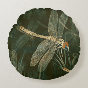 Majestic Dragonfly Pattern Rundes Kissen