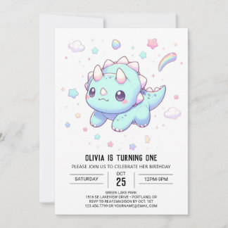 Majestic Dreamy Dinosaur 1. Geburtstag Einladung