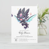 Majestic Dreamy Dragon Baby Dusche Einladung (Stehend Vorderseite)