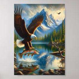 Majestic Eagle Capture a Lake Foreut 12x18 Poster