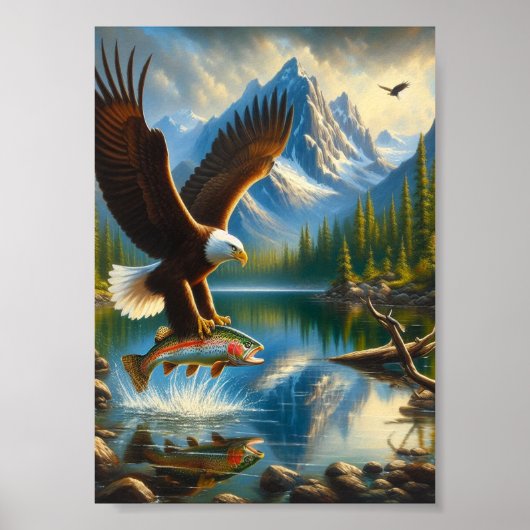Majestic Eagle Capture a Lake Foreut 12x18 Poster (Vorne)